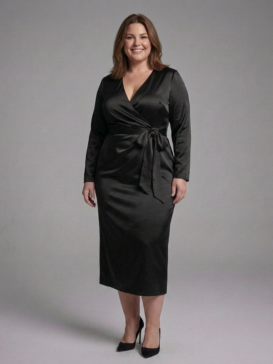 Wilhelmina | Midi Dress with Long Sleeves and Side Closure