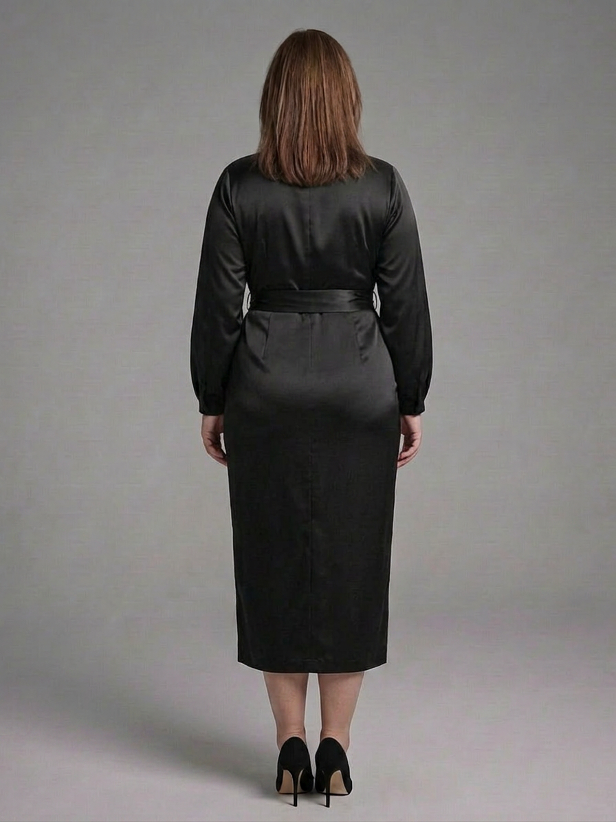 Wilhelmina | Midi Dress with Long Sleeves and Side Closure