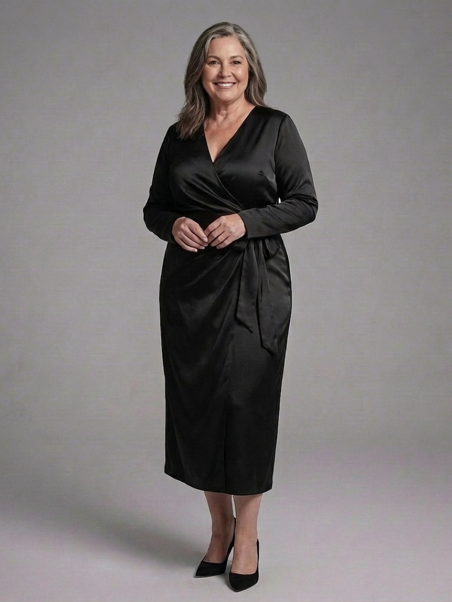 Wilhelmina | Midi Dress with Long Sleeves and Side Closure