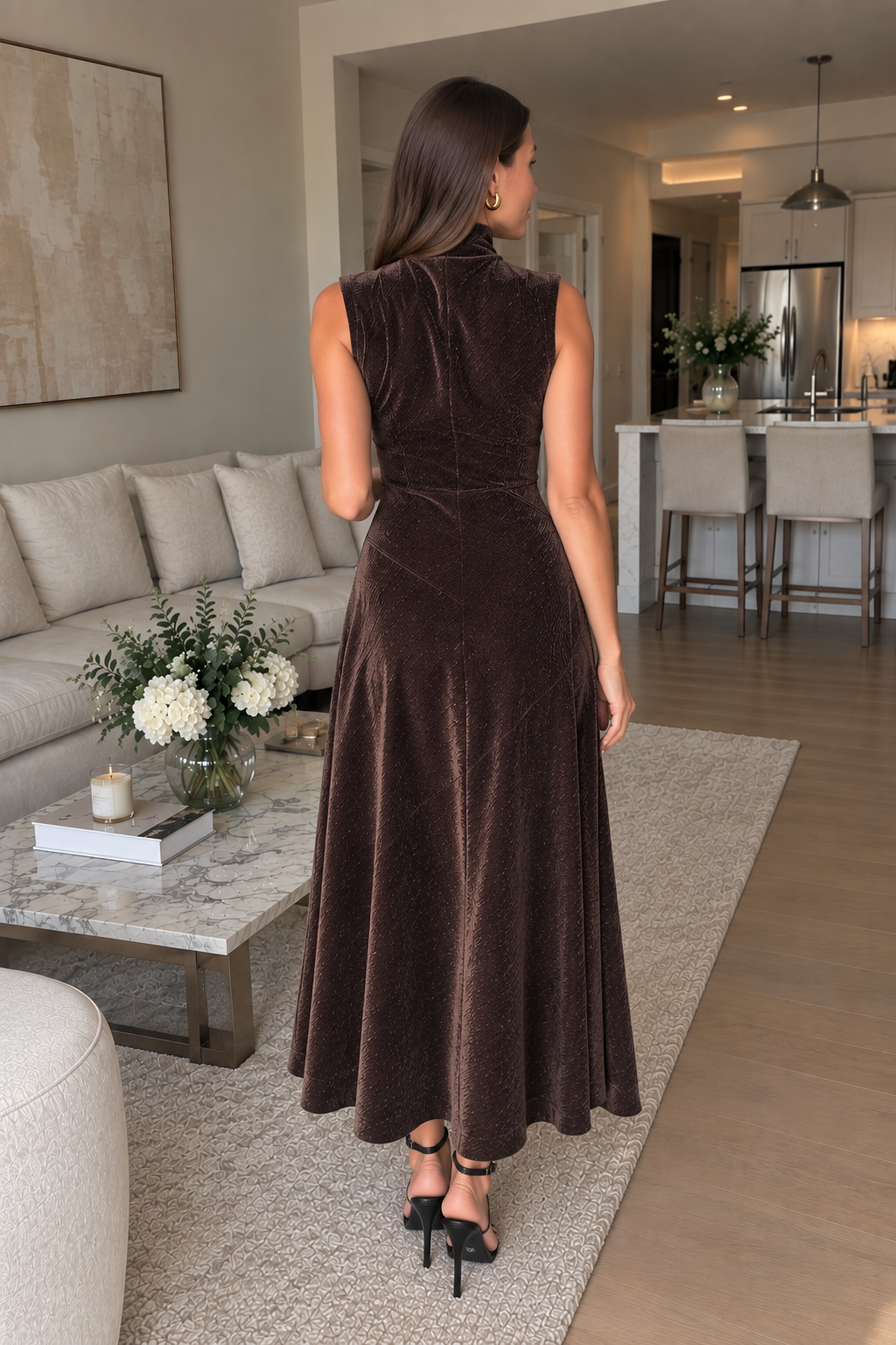 Elara Velvet Midi Dress