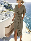 Twist Front Midi Dress – Elegant Wrap Silhouette