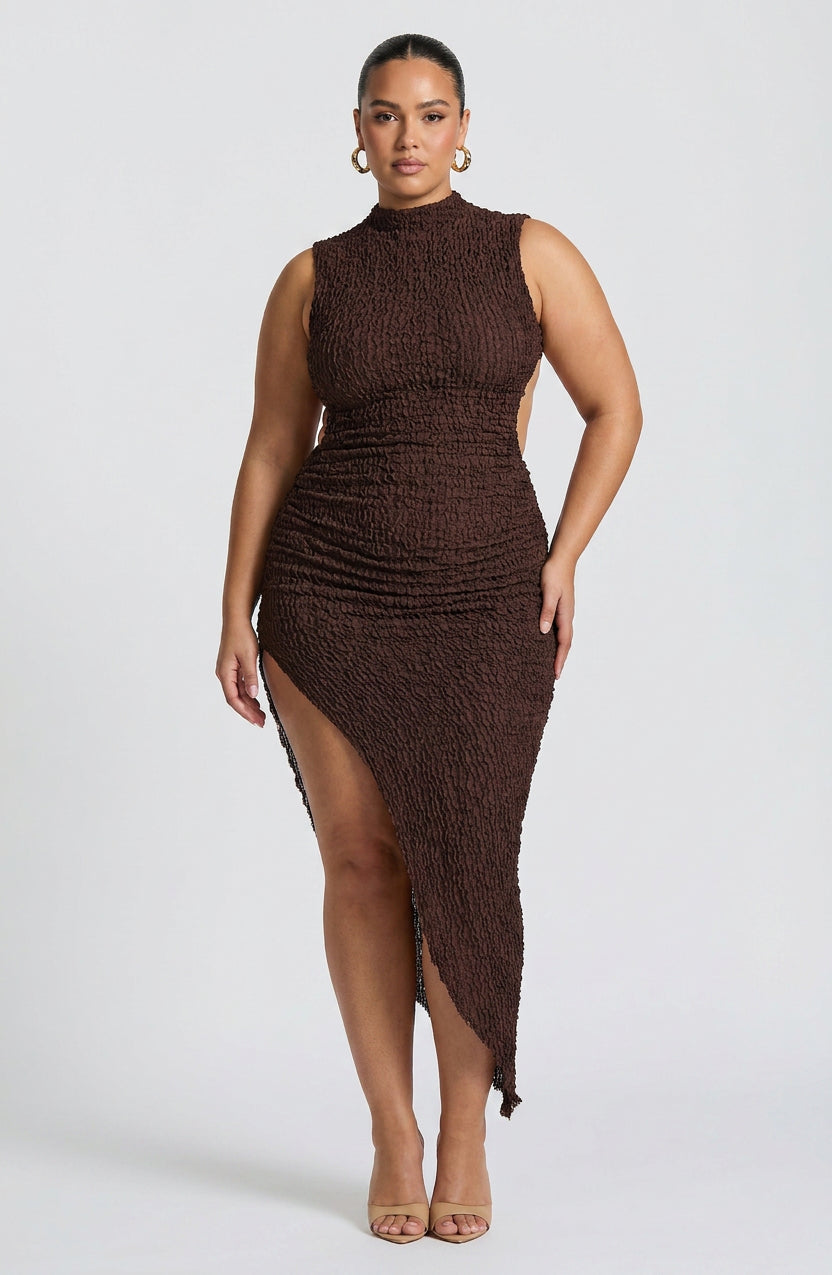Sora Midi Dress - Plum Brown