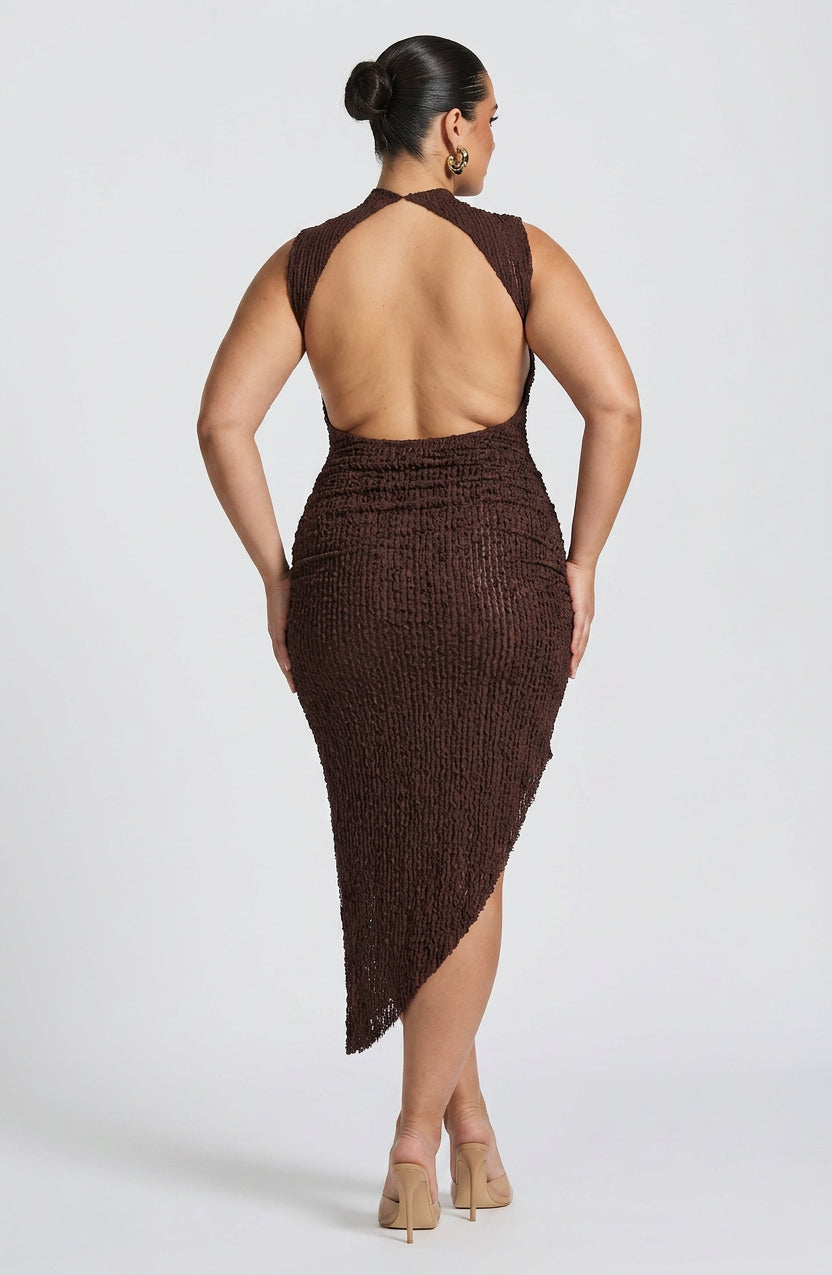 Sora Midi Dress - Plum Brown
