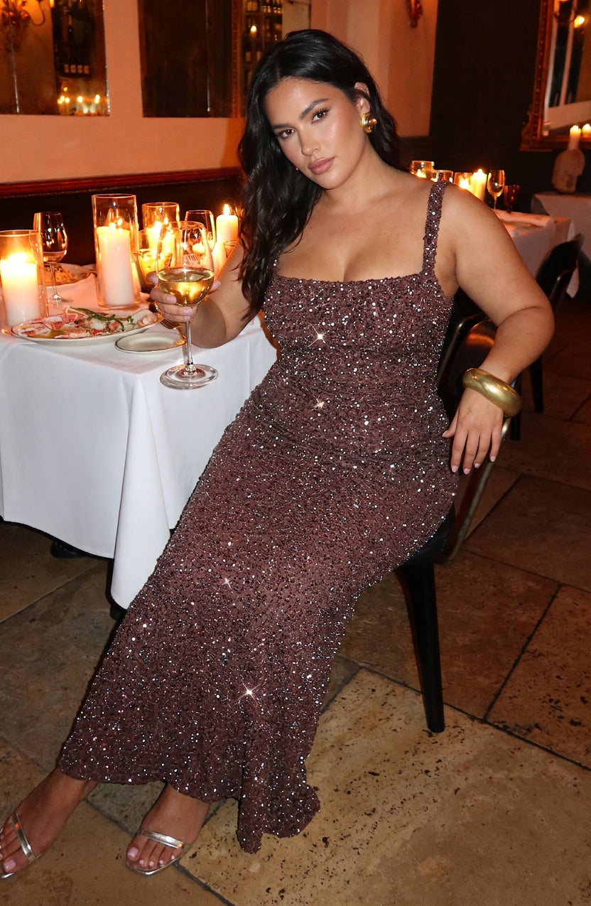 Esmé Maxi Dress - Plum Brown Sparkle