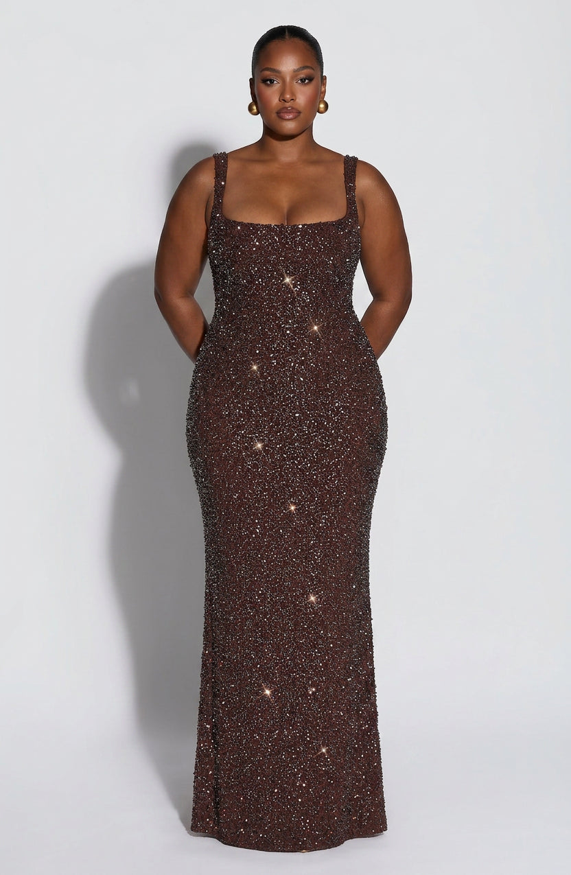 Esmé Maxi Dress - Plum Brown Sparkle