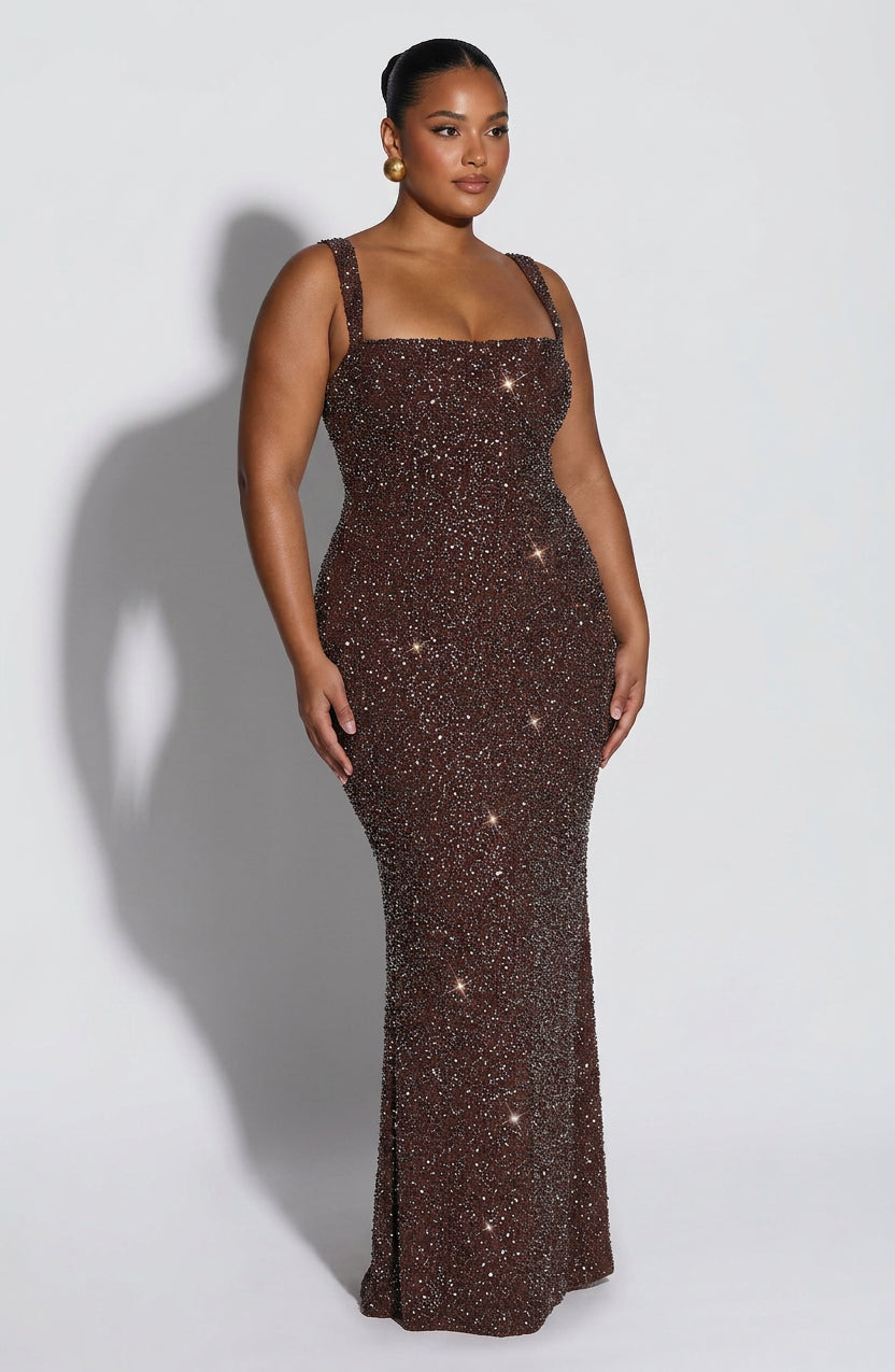 Esmé Maxi Dress - Plum Brown Sparkle