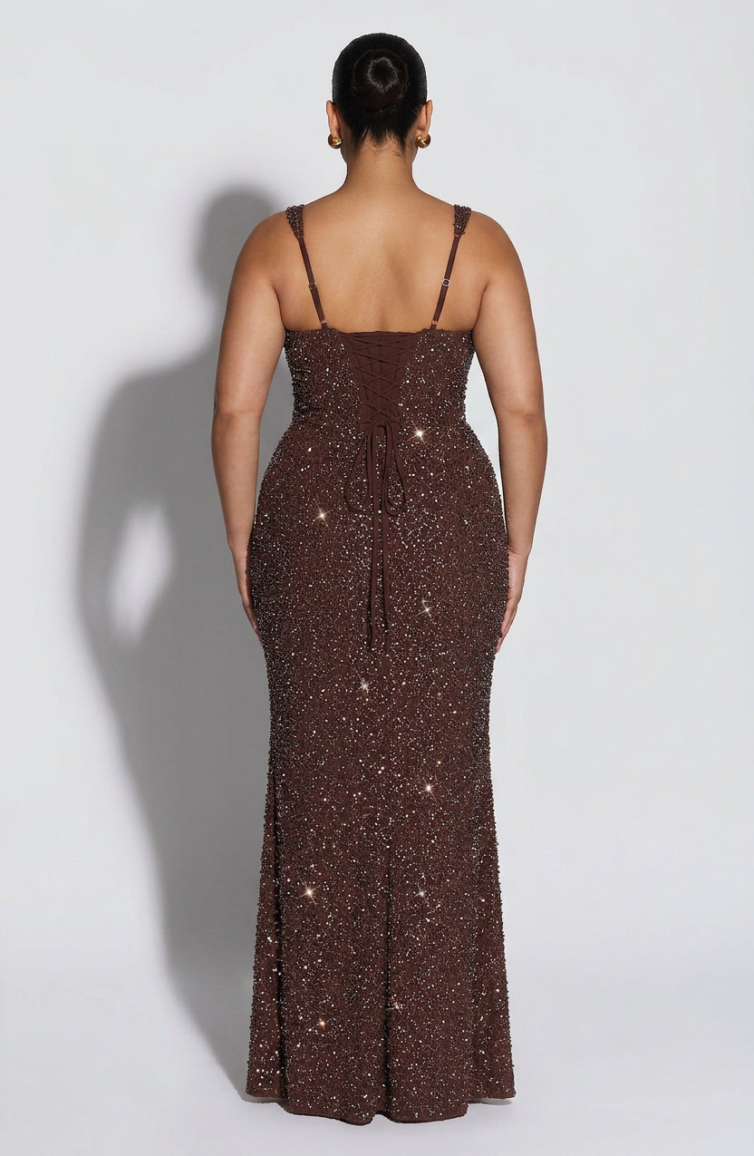 Esmé Maxi Dress - Plum Brown Sparkle