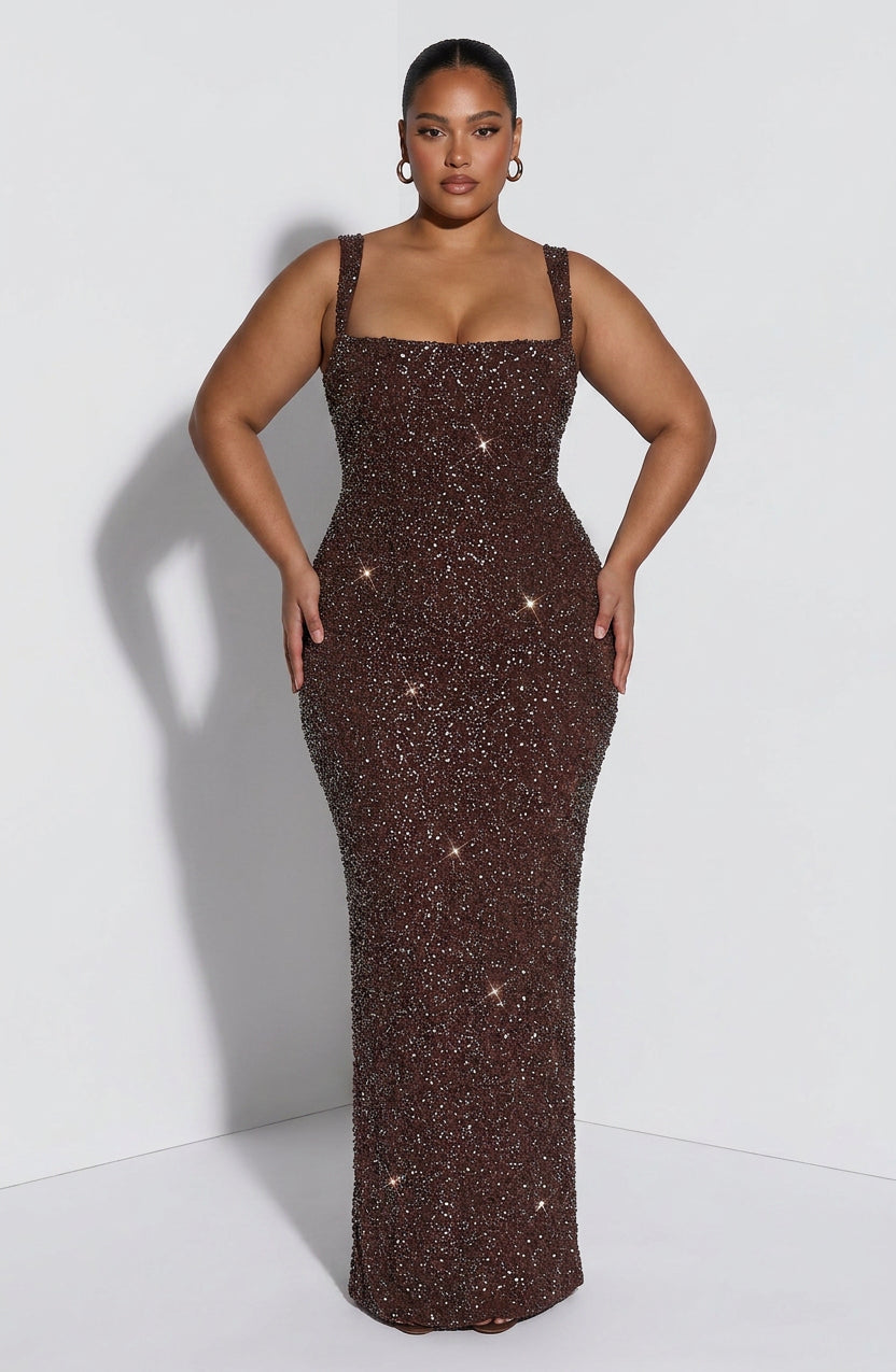 Esmé Maxi Dress - Plum Brown Sparkle