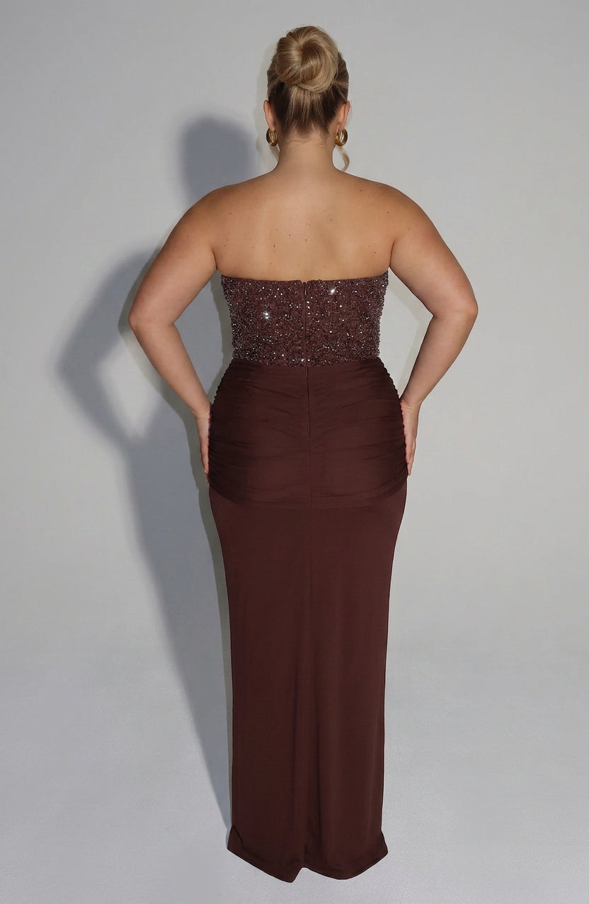 Verity Maxi Dress - Plum Brown