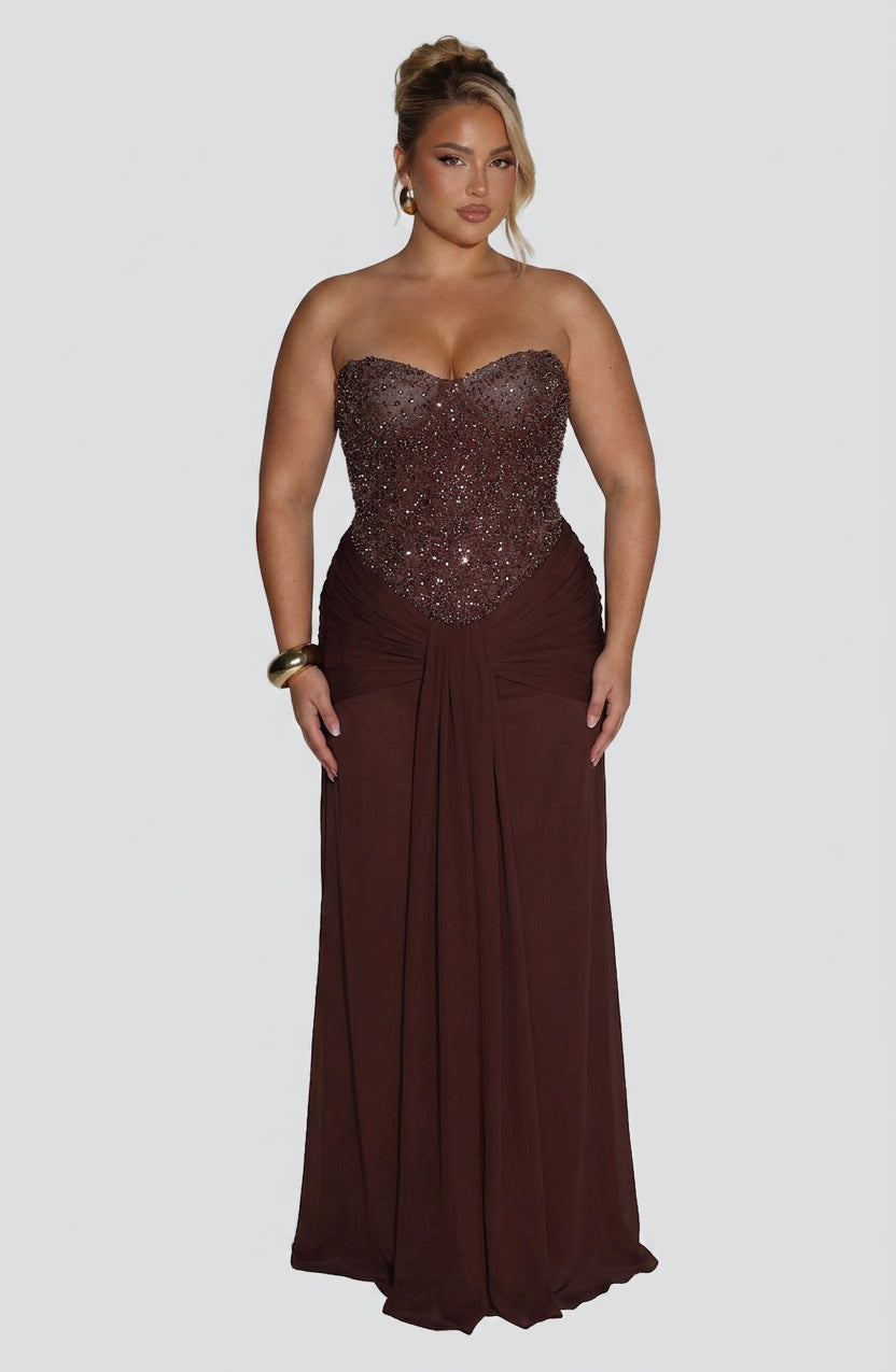 Verity Maxi Dress - Plum Brown