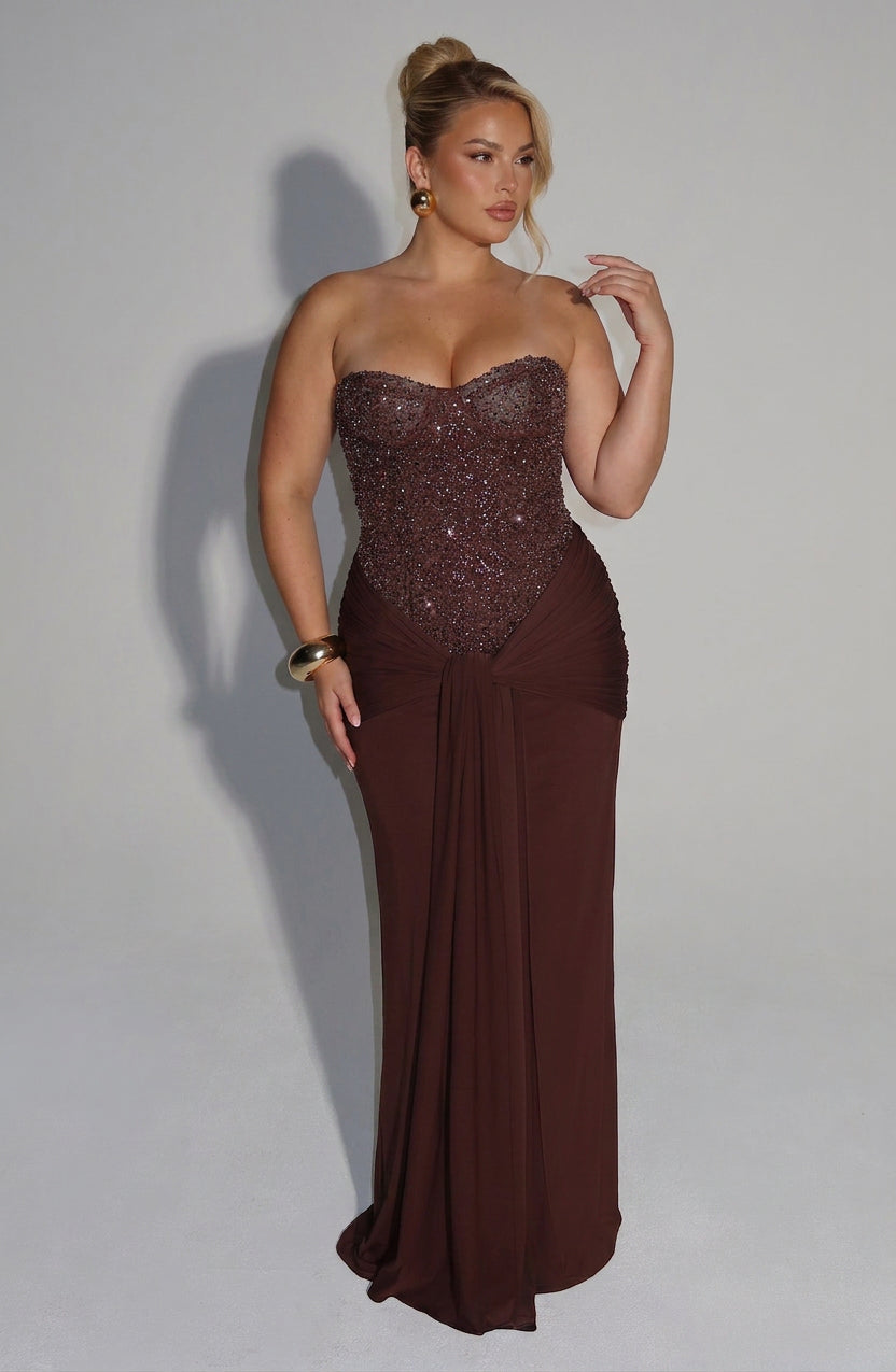 Verity Maxi Dress - Plum Brown