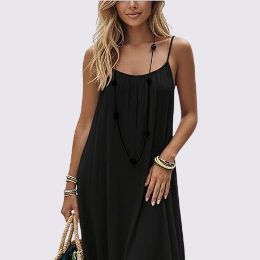 Women's Spaghetti Strap Casual Shift Dress Adjustable