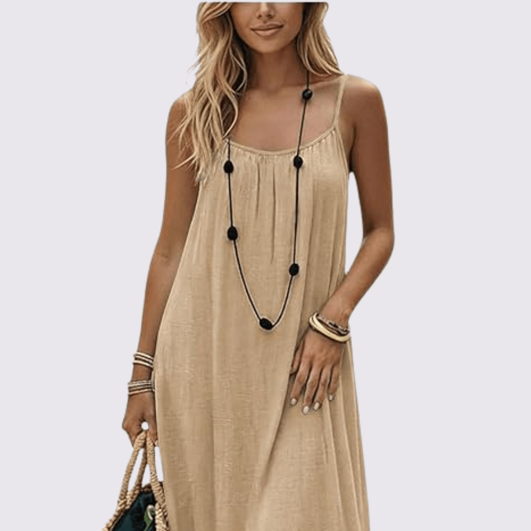 Women's Spaghetti Strap Casual Shift Dress Adjustable