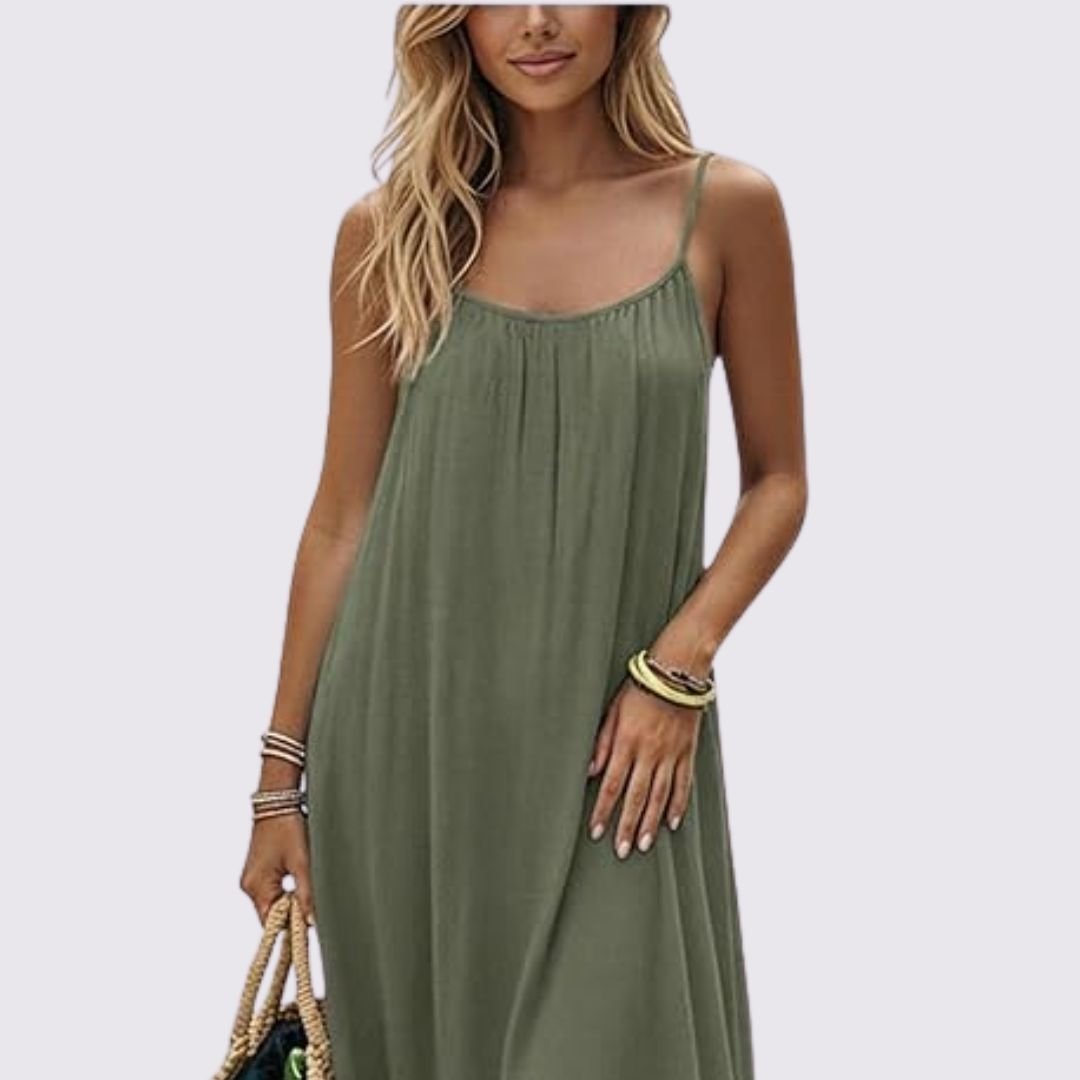 Women's Spaghetti Strap Casual Shift Dress Adjustable