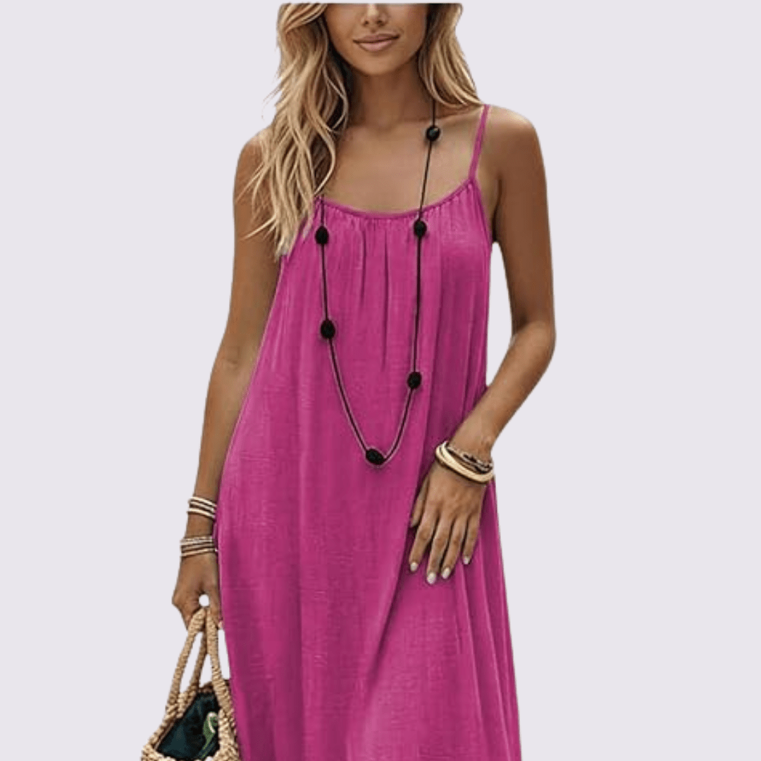 Women's Spaghetti Strap Casual Shift Dress Adjustable