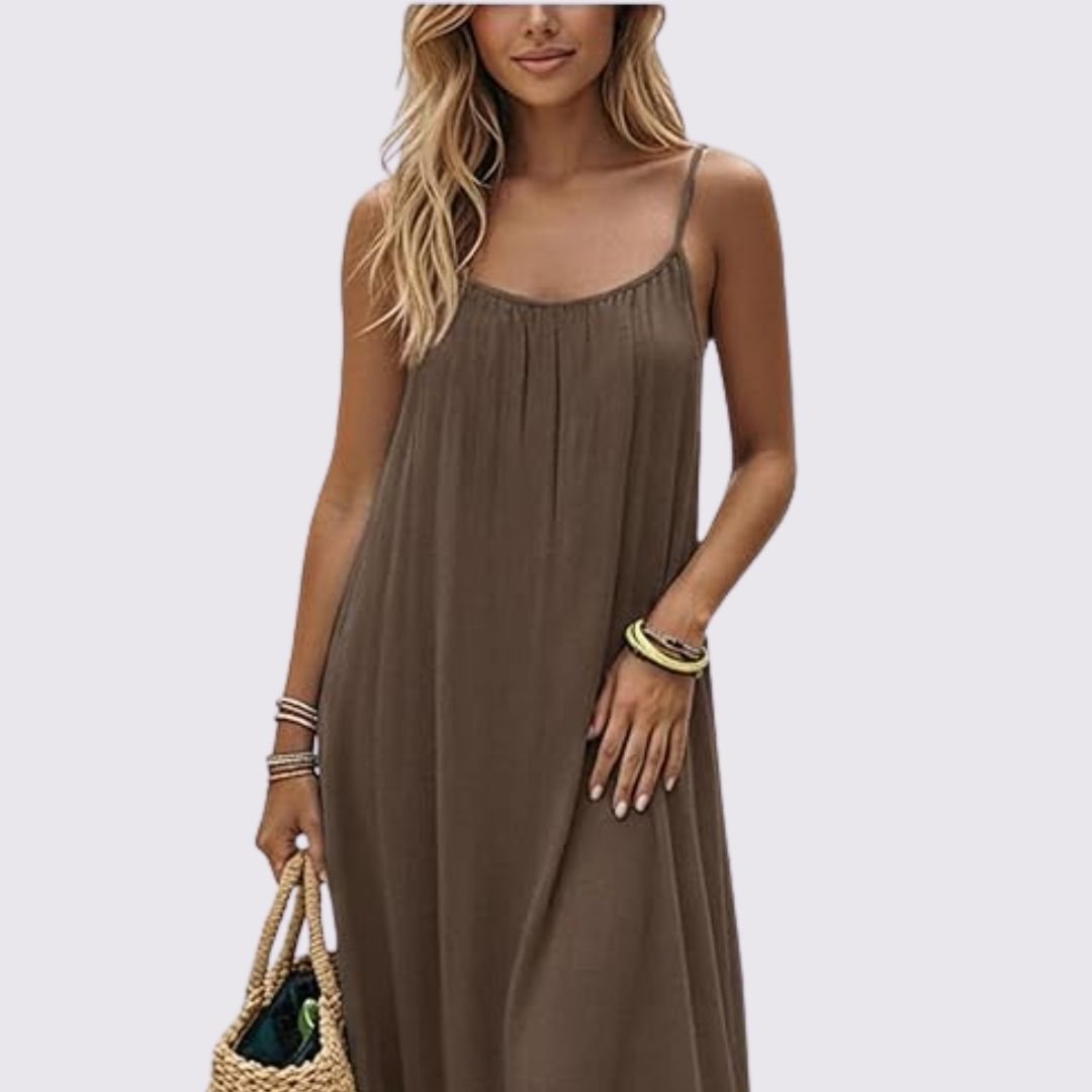 Women's Spaghetti Strap Casual Shift Dress Adjustable