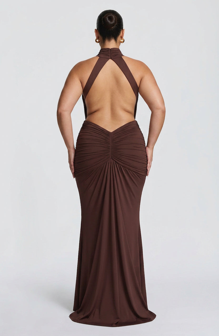 Mable Maxi Dress - Plum Brown
