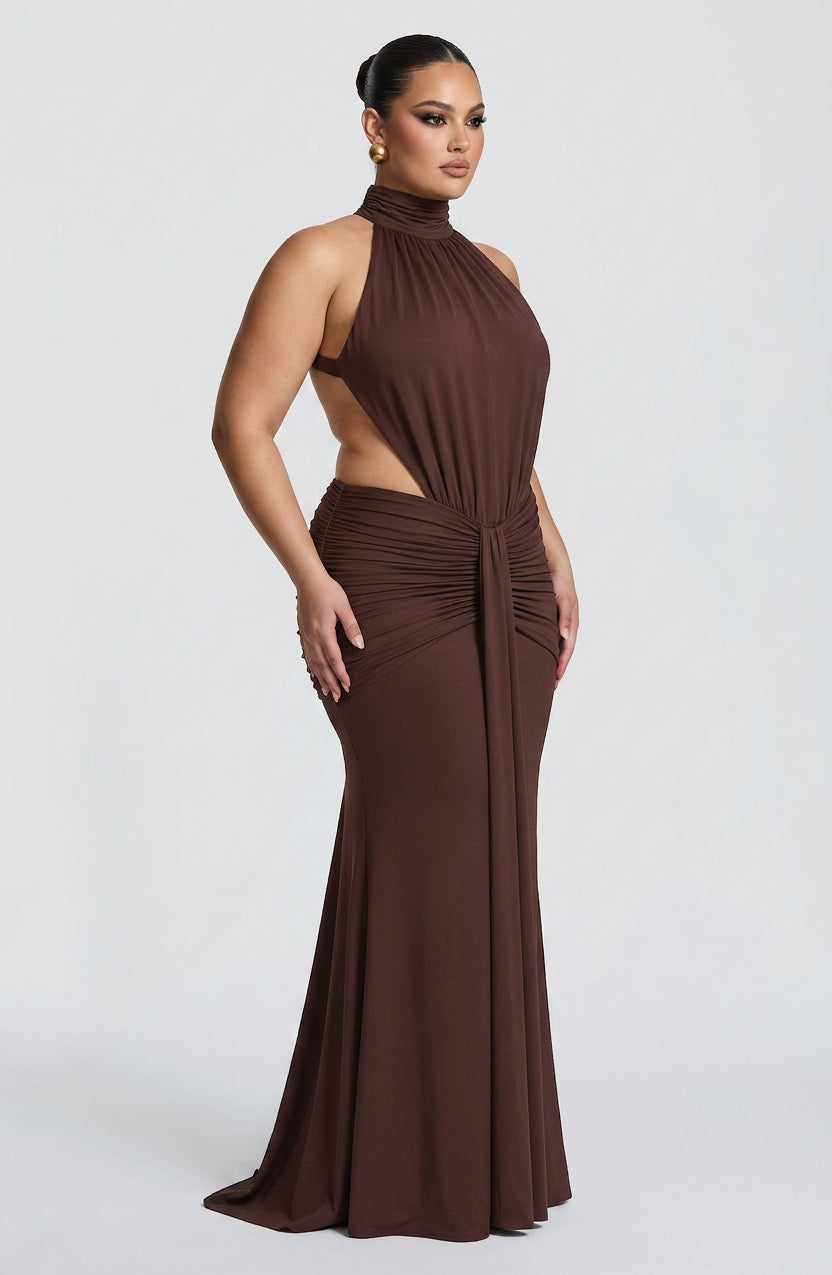 Mable Maxi Dress - Plum Brown