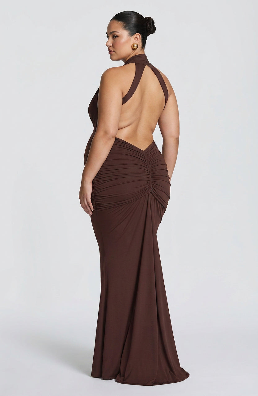 Mable Maxi Dress - Plum Brown