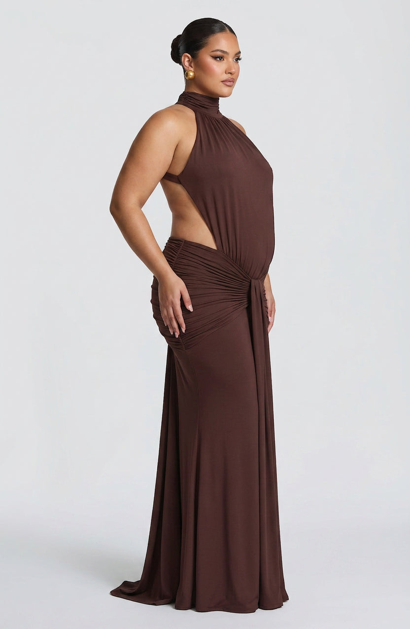 Mable Maxi Dress - Plum Brown