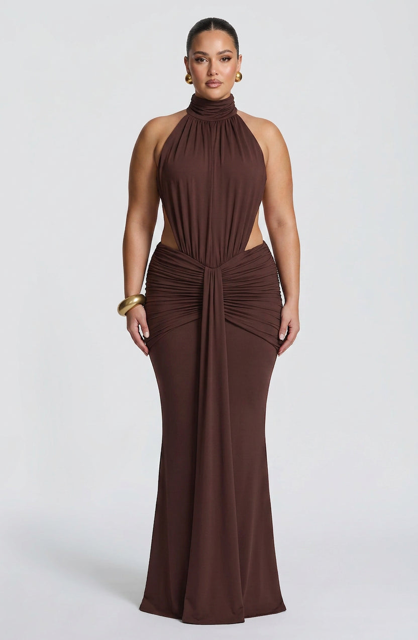 Mable Maxi Dress - Plum Brown