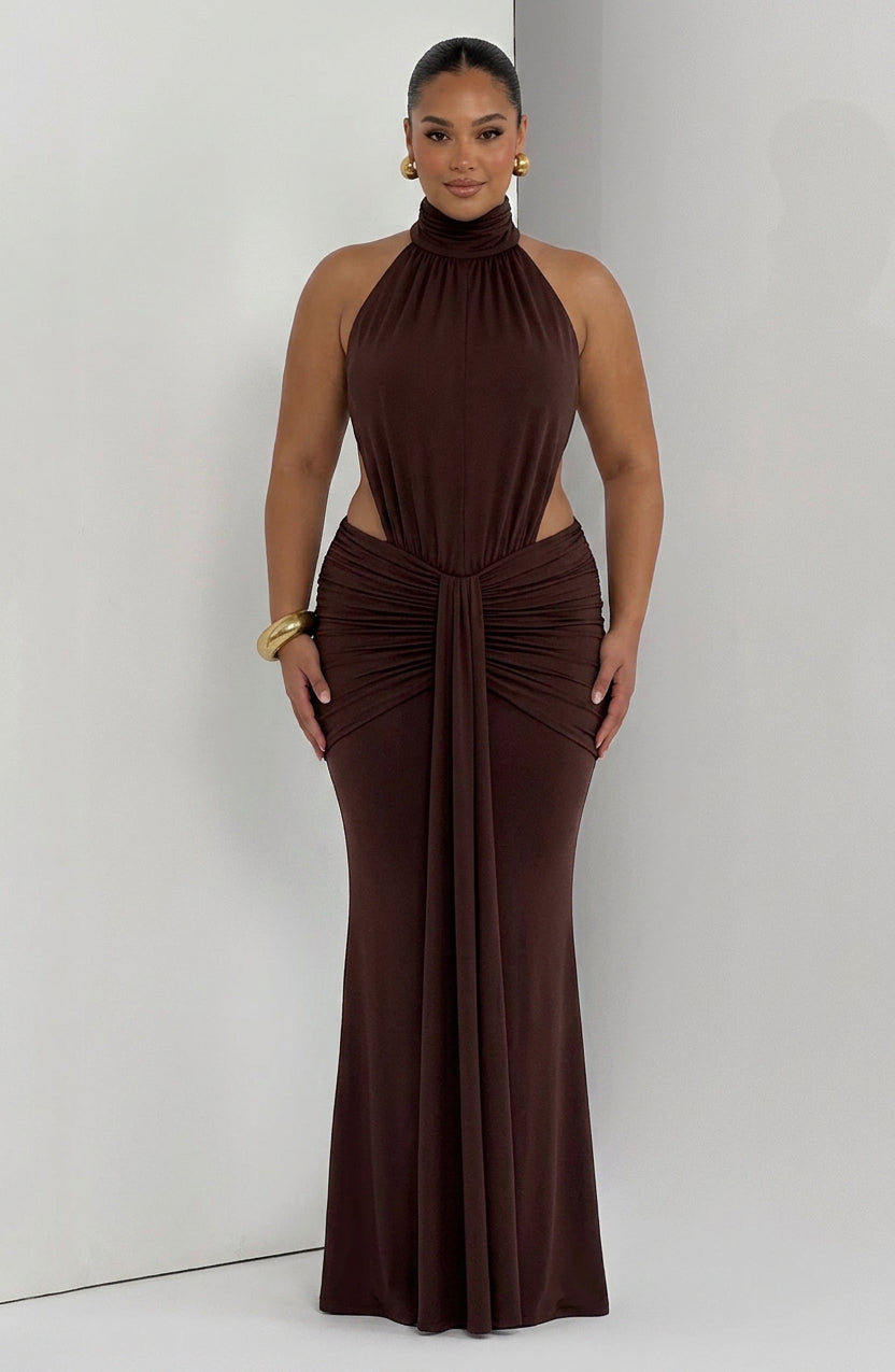 Mable Maxi Dress - Plum Brown