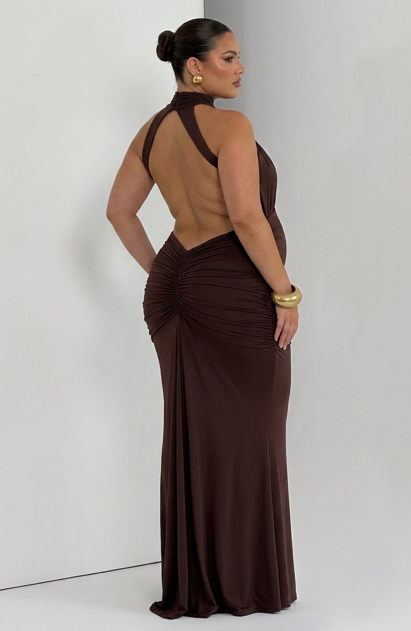 Mable Maxi Dress - Plum Brown